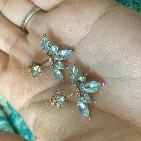 Rose Gold Stud earrings Statement Rhinestone swing jacket Cocktail party 💖2/$30 - Picture 5 of 9